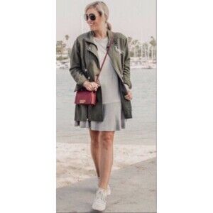 Cabi Dress Size Small Gray Sweatshirt Soft Fleece Knee Length Swing